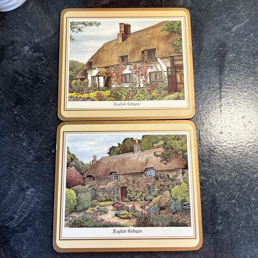 Pimpernel Acrylic‎ English Cottages 6 Placemats & 14 Coasters Cork Back